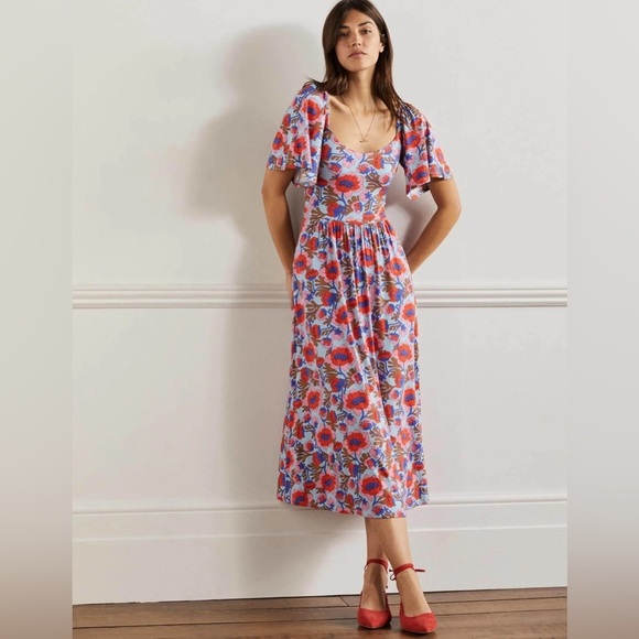 Boden Dresses & Skirts - Boden Smock Detail Jersey Maxi Dress, Dusty Blue Terrace Bud, Size 10